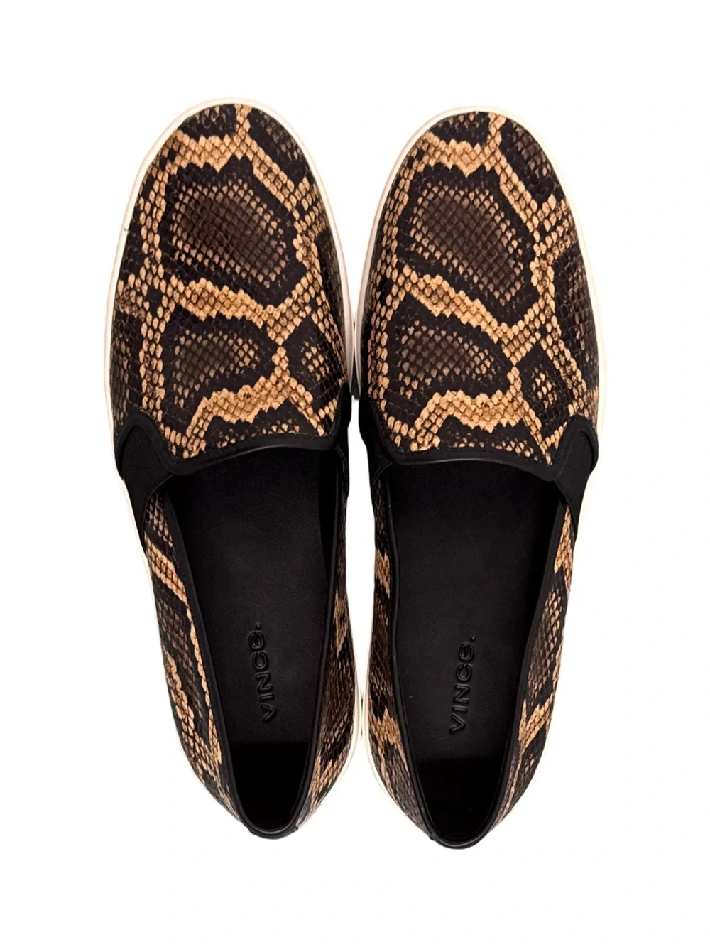 Vince Blair-5 Snake-Effect Leather Slip-On Sneakers in Senegal Size 9